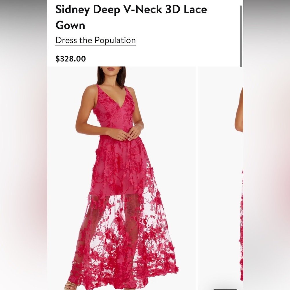 Dress the Population Pink Sleeveless V-Neck Gown